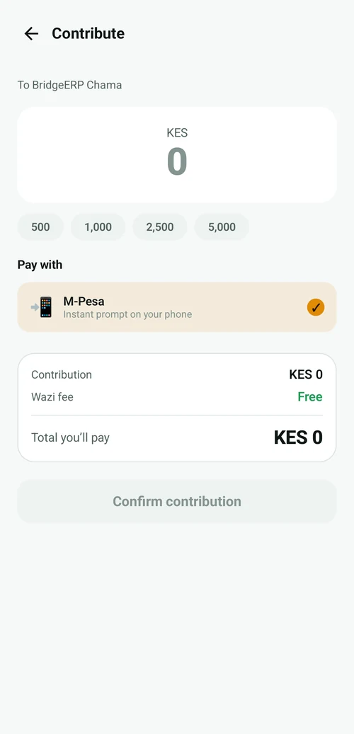 Wazi app — contribute by M-Pesa