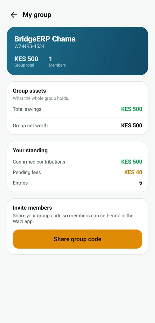 Wazi app — group assets
